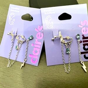 Claire's NWT 2 sets of lightning and cloud earrings